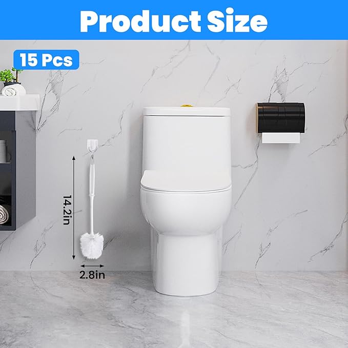 15 Pcs 14.2 Inch Toilet Brush Commercial Heavy Duty Toilet Bowl Cleaning Scrub Long Scrubber for Bathroom Cleaning Supplies
