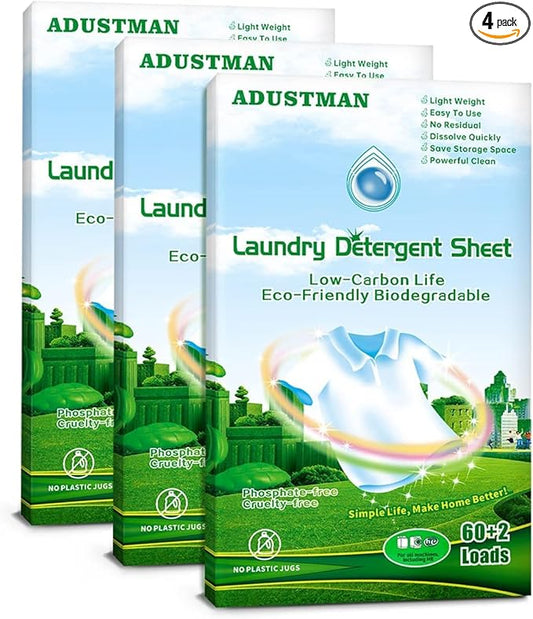 Laundry Detergent Sheets (Strips),Breeze Hypoallergenic Eco-friendly Low Suds Liquidless Earth Friendly No Plastic Jugs (186 Count (pack of 3), Fresh)