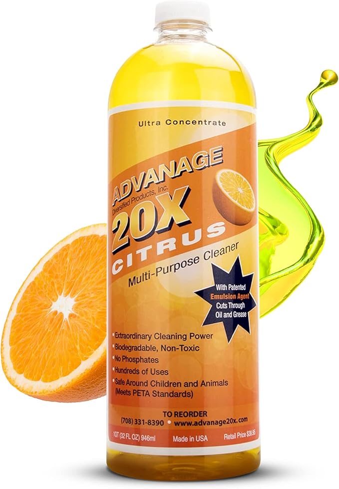 All Purpose Cleaner Concentrate - Advanage 20X The Wonder Cleaner Citrus for All Surfaces Around Bathroom, Kitchen, Oil and Grease | Multi Purpose Cleaner for Household Cleaning Solution | 32 Fl Oz