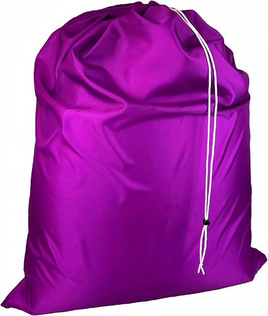 Laundry Bag with Locking Closure Drawstring – Extra Large Heavy Duty 100% Nylon, Large & Foldable Clothes Sack – Lightweight Dirty Laundry Organizer for Travel, Dorm, Gym – L 40" x H 50" (PURPLE)