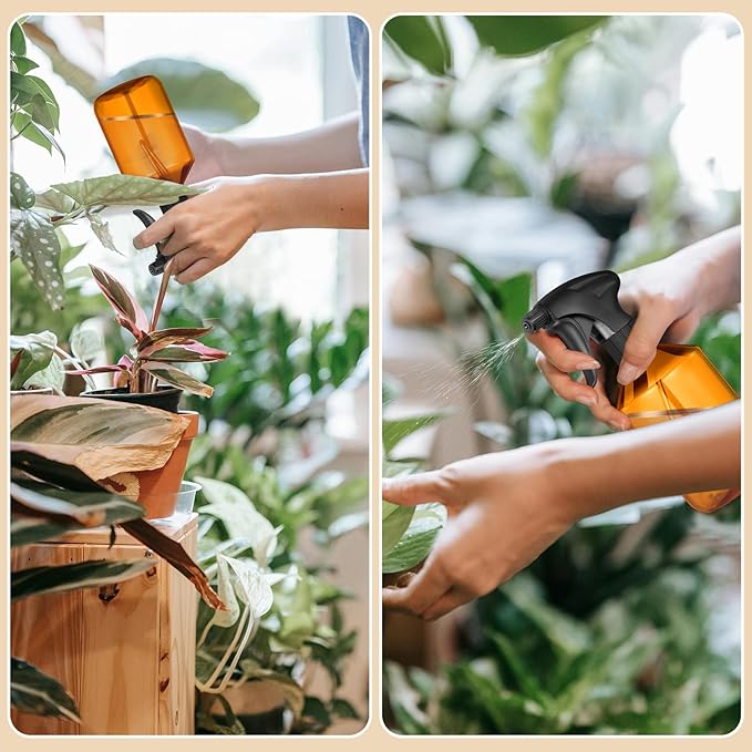 Baderke 2 PCS 360° Spray Bottle, 16 oz Upside Down Spray Bottles, Plastic Spray Bottles is Nice for Plants, Cleaning Solutions, Durable Nozzle w/Fine Mist and Stream Setting (Brown)