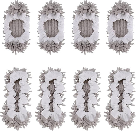 8 Pcs Mop Slippers Socks Floor Cleaning,Microfiber Shoe Covers dust Washable Reusable for Woman Man House Kitchen (Grey)