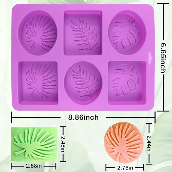 2Pcs Silicone Soap Molds, Leaf Soap Molds for Soap Making Silicone Molds for Soap Bath Bombs Shower Steamer Lotion Bars DIY Epoxy Resin