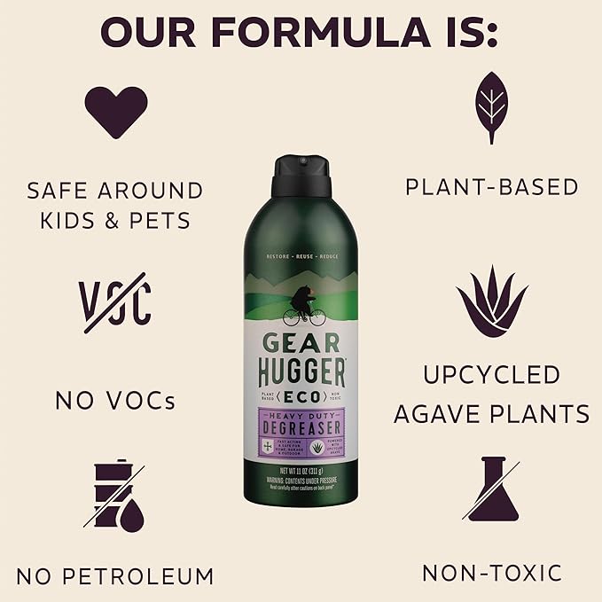 Gear Hugger Degreaser - Eco-Friendly (11 oz, Pack of 2), Degreaser Cleaner Spray - Oven Cleaner, Grill Cleaner & Brake Cleaner, Dissolves Grease & Grime - Plant-Based, No Petroleum, Non-Toxic, No PTFE