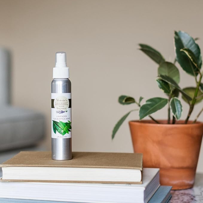 Victoria's Lavender Room Spray - All Natural Home Fragrance, Made in the USA with Pure Essential Oil Air Freshener & Odor Eliminator, Relaxing Scent, 2pk Lavender Eucalyptus Mint, 4oz each