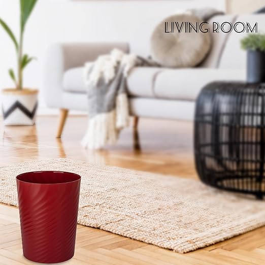 UUJOLY Plastic Small Trash Can Wastebasket, Garbage Container Basket for Bathrooms, Laundry Room, Kitchens, Offices, Kids Rooms, Dorms, (Red, 1.8 Gallon)