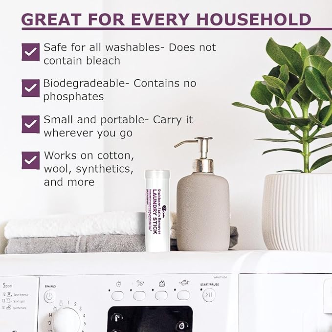 Cadie Laundry Stain Remover Stick – Pre Wash Spot Cleaner for Fabric Clothing on Cotton,Wool,Synthetics - Easy Removal of Grease,Blood,Coffee,Ink,Lipstick,Wine,Grass Soil | Clean On-The-Go (3 Pack)