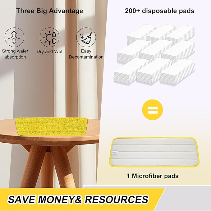 3 Pack 16.5 inch Reusable Mop Pads Microfiber Spray Mop Replacement Heads for Wet/Dry Mops Compatible with Bona Floor Care System (Yellow )