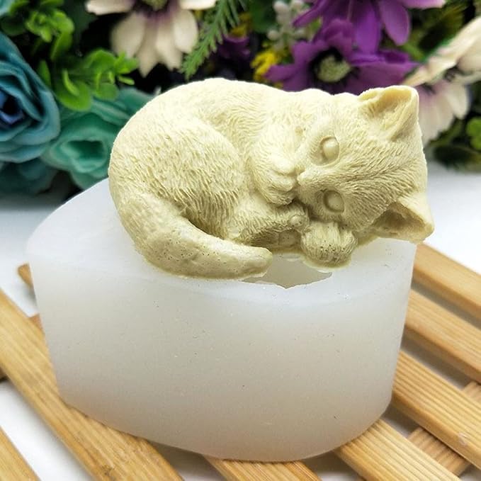 Sleepy Cat Resin Mold - Resin Casting Silicone Molds for Home Decor & Candle Making Wave Spiral Mold