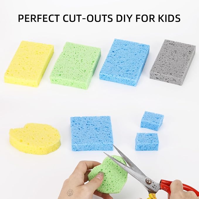 48Pcs Kitchen Sponges- Compressed Cellulose Sponges Natural Dish Sponge for Kitchen Bathroom Cars, Highly Absorbent