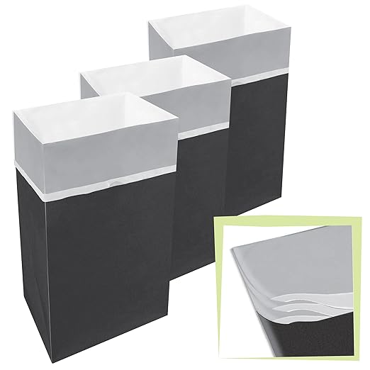 30 Gallon Disposable Pop-Up Trash Cans (3-Pack, Multi-Liner) with Fitted Bags – Foldable Garbage & Recycling Bins for Parties, Events & Kitchen (Black 30" H x 14" W x 17" D)