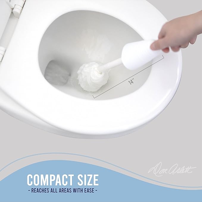 Don Aslett Johnny Mop | Set of 3 Toilet Brushes | 14" Handle to Easily Clean Toilet or Shower | Scratch Free Bowl Swab | Safe to Use with Your Favorite Toilet Bowl Cleaner