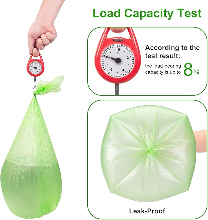 Small Trash Bags 4-6 Gallon, Inwaysin 200 Count Biodegradable Trash Bags 4 Gallon, Extra Strong Small Garbage Bags Unscented, Size Expanded, Green, for Bathroom Bedroom Office Kitchen Trash Can