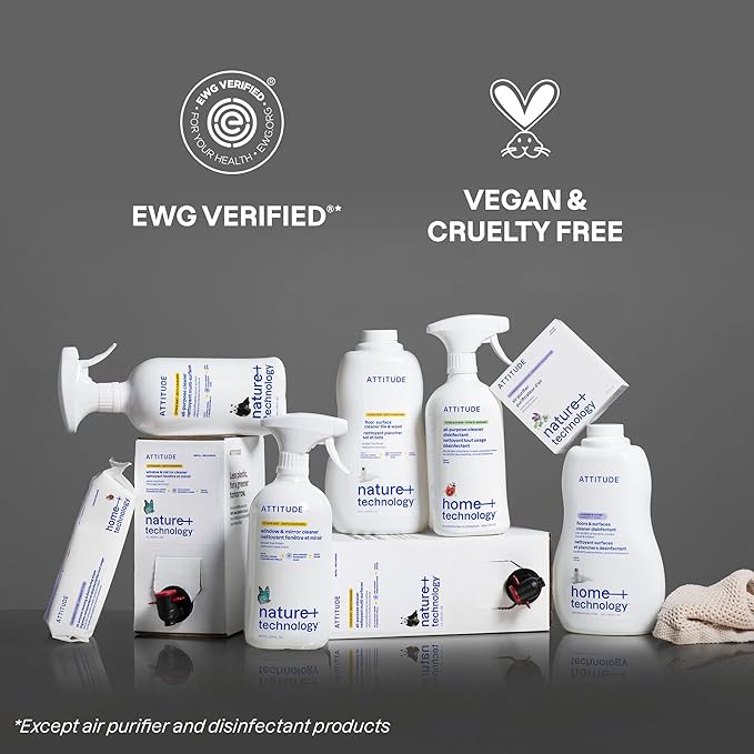 ATTITUDE All Purpose Cleaner Spray, EWG Verified, Vegan, Made with 94% Plant-Based Ingredients, Streak-Free for Kitchen, Bathroom, Glass & More, Pink Grapefruit, 27.1 Fl Oz (Pack of 3)