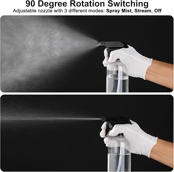 Spray Bottle for Plant - 12.85oz/380ml Fine Mister Plastic Empty Spray Bottles, Clear Water Spray Bottle for Plants, Hair, Cleaning - BPA Free - Leak Proof