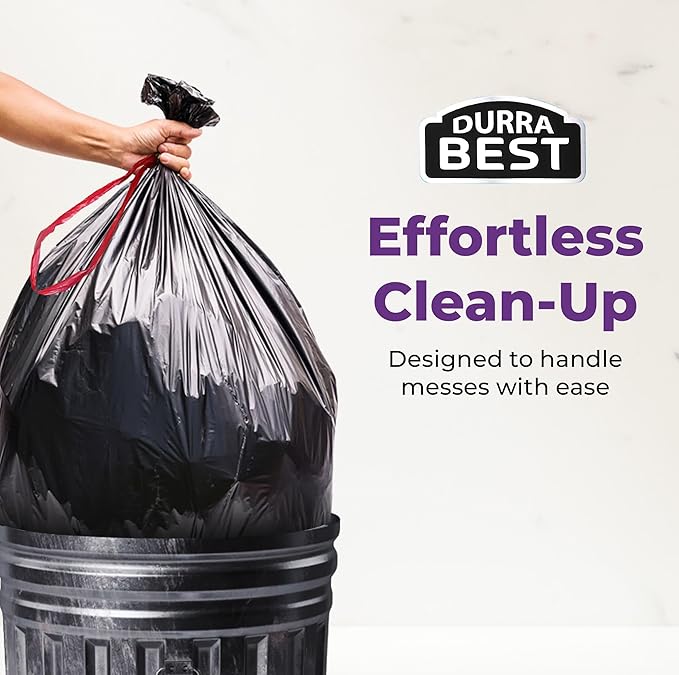 Heavy-Duty 1 Mil 13 Gallon Black Trash Bags (150 Count) - Drawstring, Leak-Resistant for Home & Commercial Use