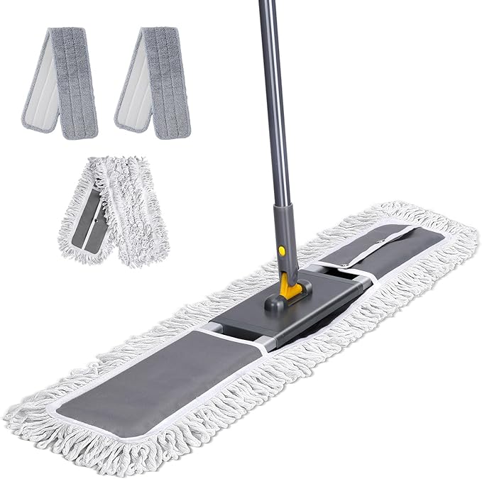 Masthome 36" Commercial Mop, Heavy Duty Industrial Floor Mop with 3 Microfiber Pads, 60" Adjustable Large Dust Mop,Wet Dry Flat Mops for Office Garage Warehouse Factory Mall