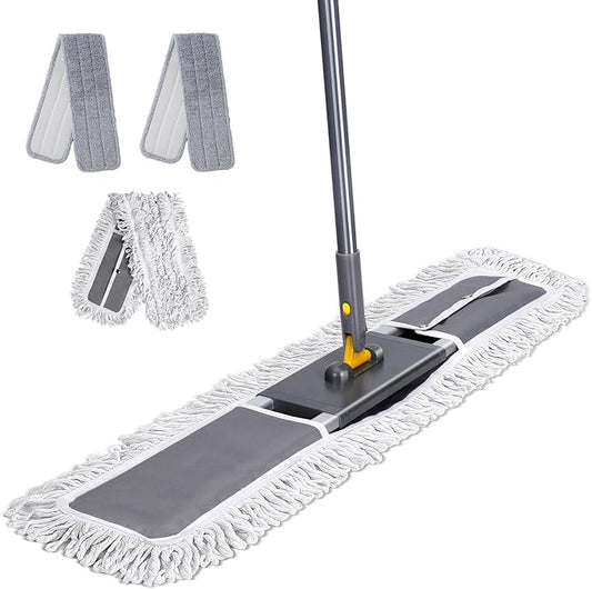 Masthome 36" Commercial Mop, Heavy Duty Industrial Floor Mop with 3 Microfiber Pads, 60" Adjustable Large Dust Mop,Wet Dry Flat Mops for Office Garage Warehouse Factory Mall