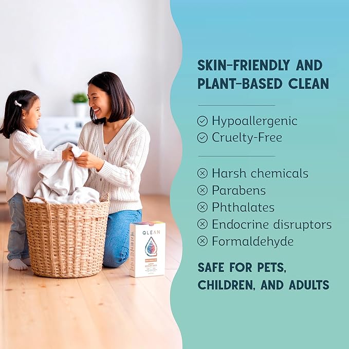 QLEAN Laundry Detergent Sheets (Travel Size 40 Loads) – Travel Laundry Detergent Sheets, Eco-Friendly Laundry Soap, HE & Standard Washer Safe, Stain Remover, Skin-Friendly - Sweet Summer Love