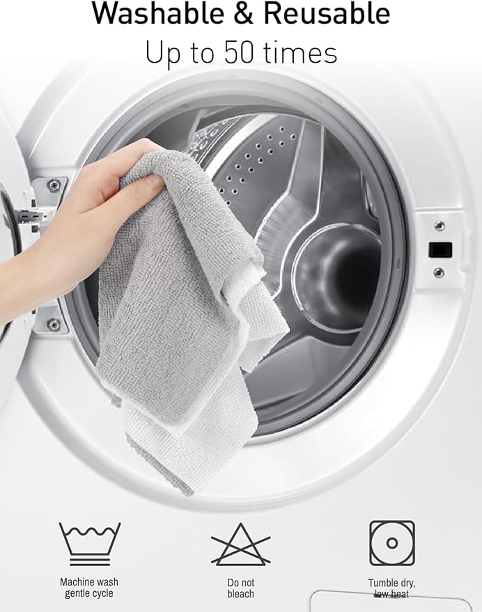 Fantasticlean Microfiber Cleaning Cloth Roll -40 Pack, Tear Away Microfiber Towels, 12" x 12", Reusable, Washable, Scratch Free, Ultra Absorbent Dishcloth for Car, Home Supplies, Pet, Kitchen (Grey)