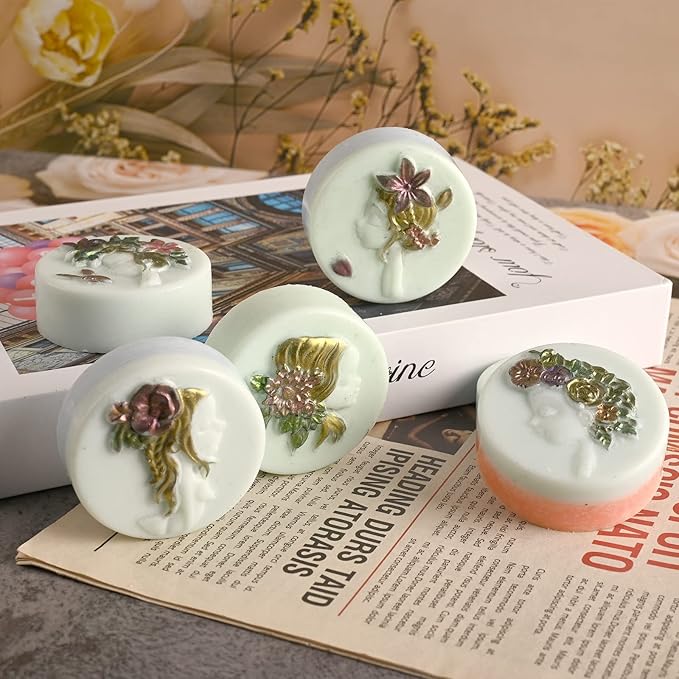 Moukiween Round Silicone Soap Molds, 2PCS Girls Cylinder Silicone Molds for Handmade Soap, Candle, DIY Resin