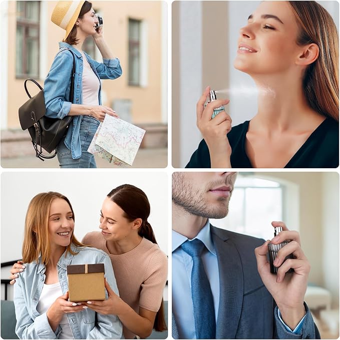 Segbeauty 1oz Atomizer Sprayer for Perfume, 2pcs Black Glass Travel Size Perfume Refill Bottle, 2pcs Green 30ml Travel Cologne Sprayer, Cologne Atomizer Spray Bottles with Dispenser Transfer Tool Set