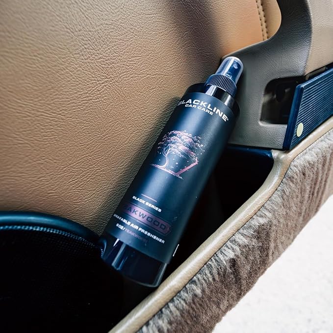 Blackline Car Care - Teakwood Car Air Freshener, Long-Lasting, Oder Eliminator, for Cars, Trucks, SUV, or Home Use - 8 fl OZ - Teakwood Air Freshener - Odor Spray