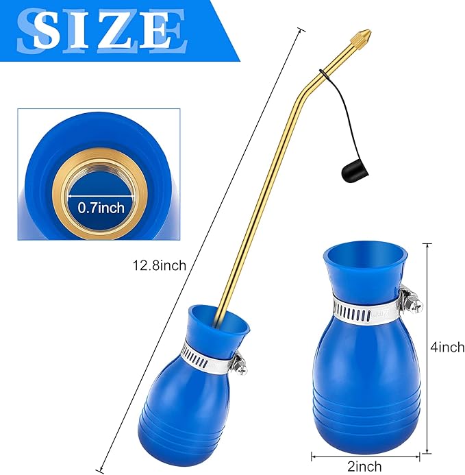 Boao Diatomaceous Earth Powder Duster Bulb Duster Sprayer 3.5 oz with Long Copper Garden Powder Applicator Dispenser for Organic Gardening Agricultural Supplies(Blue)