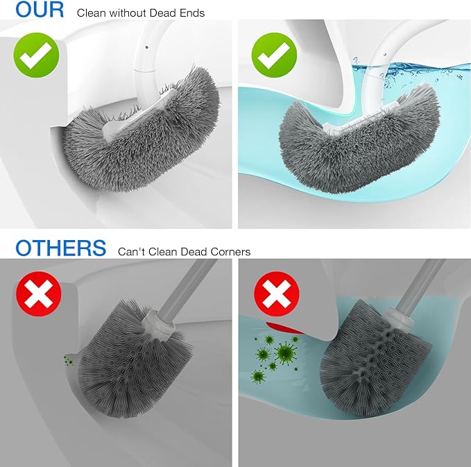 Bathroom Toilet Brush, OSCIOSS Toilet Cleaner Brush [2 Pack] with Ergonomic Design, Compact Size, Durable Bristles, Wall Mounted RV Toilet Brush for Bathroom Cleaning