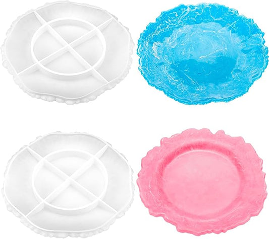 Gartful 2 Pieces Tray Resin Molds, Silicone Jewelry Dish Molds, Storage Container Epoxy Resin Casting Molds for Jewelry Ring Holders, Soap Dish, Candle Holder
