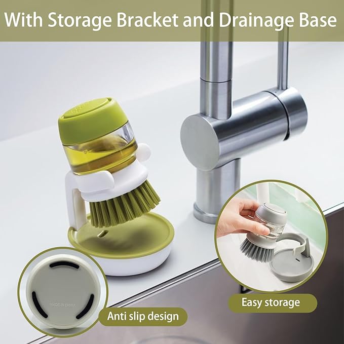 Palm Brush Refills, Dish Brush Replacement Head, 4 Pack