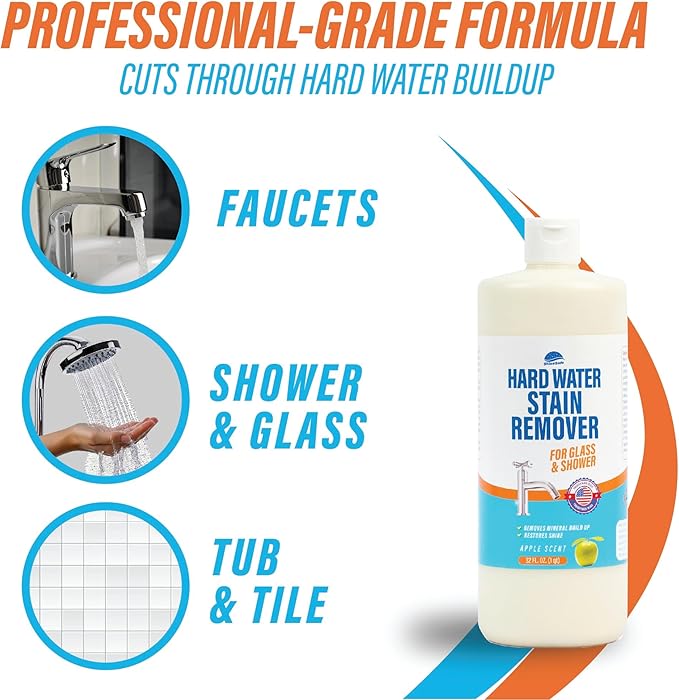 ShineSafe Hard Water Stain Remover – Professional-Grade Calcium Lime Rust Cleaner for Glass, Shower, Tub, Sink – Bleach-Free – 32 Fl Oz