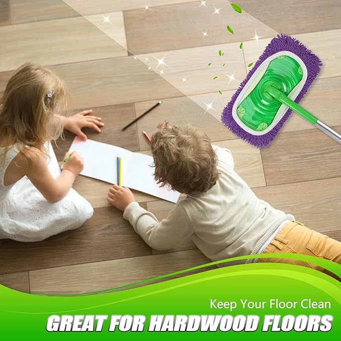 Set of 4 Reusable Microfiber Mop Pads Compatible with Swiffer Sweeper, Dry Sweeping Cloths, Washable Wet Mopping Cloth Refills for Floor Cleaning (Mop is Not Included) (Multicolor 1, 4 Pack)