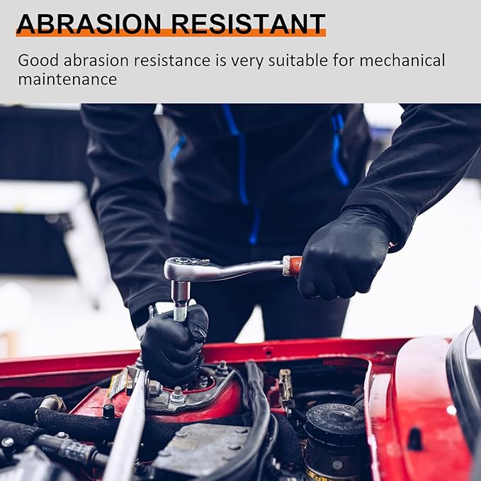 Beieverluck 10 Pairs X-Large Black Chemical Resistant Gloves, Heavy Duty Rubber Cleaning Gloves with Textured Grip and Extended Cuffs