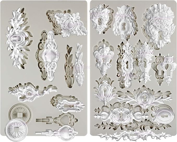 Vintage Inspired Key and Keyhole Silicone Molds 2-count