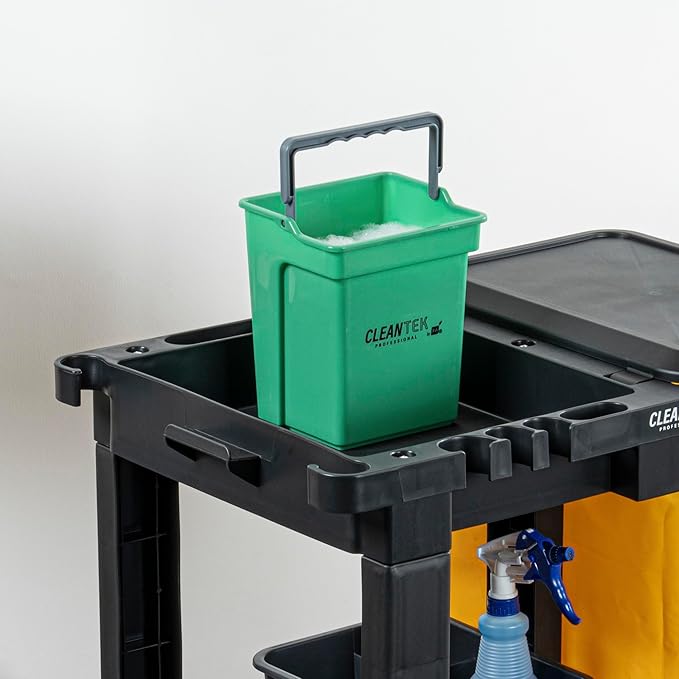 Restaurantware-Clean Tek Professional 4 Quart Cleaning Bucket, 1 Utility Pail with Handle - Heavy-Duty, Portable, Green Plastic Washing Pail, Perfect for Household, Outdoor, Car Wash and More