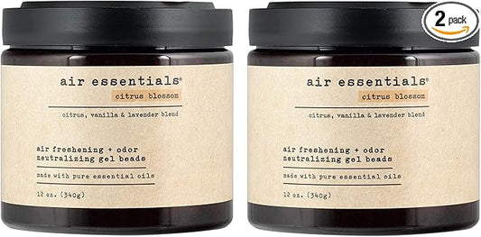 Air Essentials Air Freshener & Odor Neutralizer Gel Beads - 12 oz, Pack of 2 - Odor Eliminator - Made with Pure Essential Oils - Citrus Blossom Scent