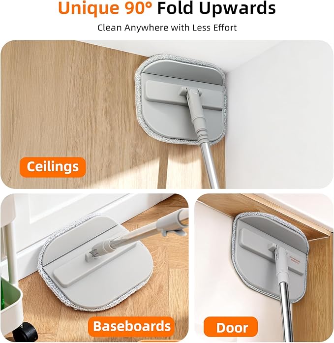 Mop and Bucket Set, Spin Mop with Dirty Water Self Separation System with 4 Mop Head Replacement, Self Cleaning Mops and Buckets System with Mop Scraper for Household Use Floor Cleaning