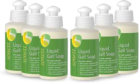 Sonett Organic Traditional Stain Removers Liquid Gall Soap, Highly Effective Against Marks Caused By Ink, Blood, Grease, Fruit 4oz (Pack of 6)