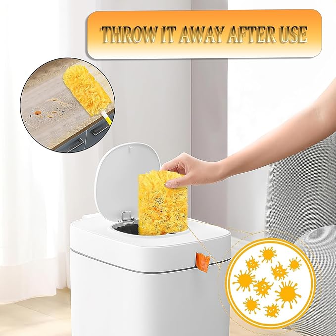 Duster Refills Compatible with Swiffer Duster, 360 Heavy Duty Multi Surface Duster Replacement with 1 Short Handle and 3FT Extenda Handle for Cleaning Furniture, Blind, Ceiling Fans(yellow-360-40pack)