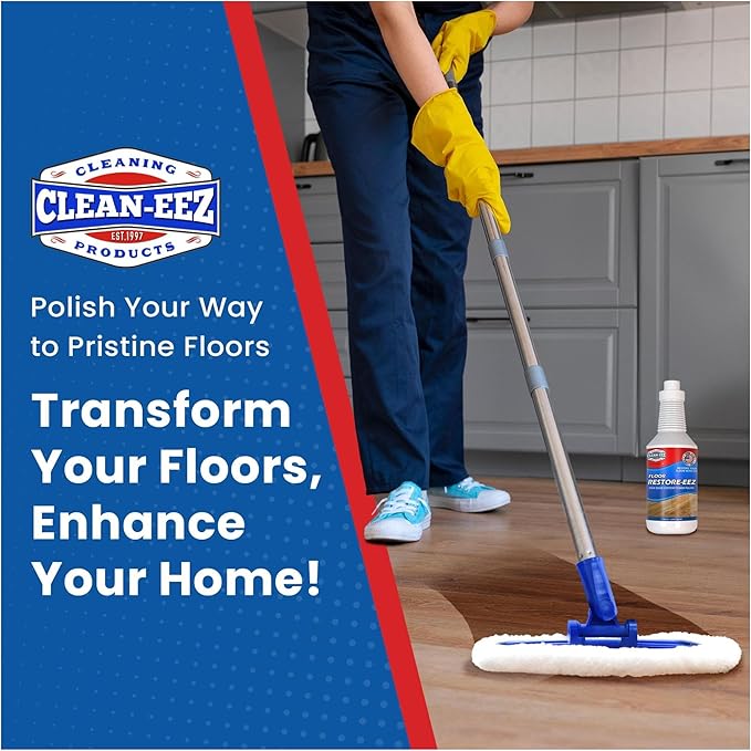Clean-eez Ultimate Floor Restorer & Polish - Revitalize, Protect, Shine Wood, Laminate, Vinyl, Bamboo, Slate, Terracotta & More (1 Bottle W/Microfiber)