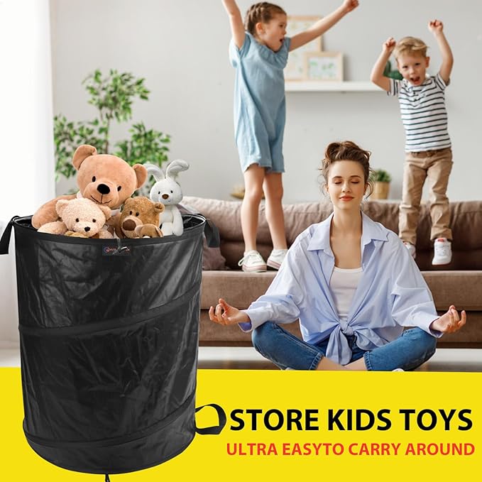 YUDI & GARDEN 45 Gallon Collapsible Garden Bag｜Collapsible Trash Can｜Camping Trash Can,Black,for Collecting Weeds, Party and Yard Waste