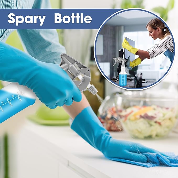 Eccliy 20 Pack 16oz Empty Spray Bottles, Leakproof Cleaning Bottles with Measurement and Adjustable Nozzle for Housekeeping, Commercial Use(Cylinder,Gray Spray Head)