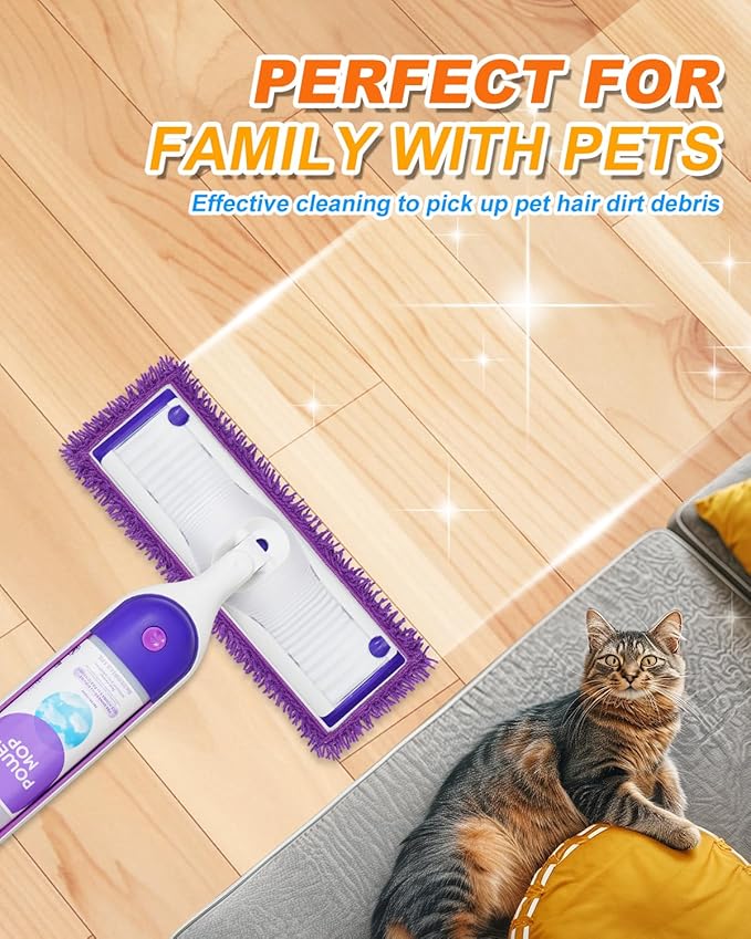 Reusable Power Mop Refill Pads Compatible with Swiffer PowerMop, Microfiber Power Mop Pads for Hardwood Floor Cleaning, 3 Pack