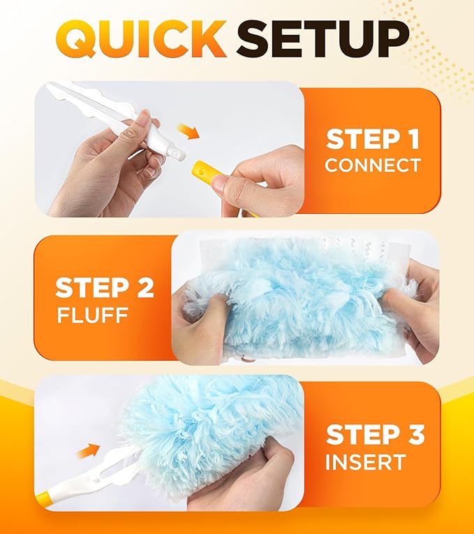 30 Count Duster Refill for Swiffer Duster with 1 Handle, One-Sided Disposable Dusters Refills with 4X Microfibers, Unscented Dusters for Cleaning Home, Furniture, Blinds & Vent