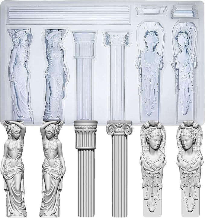 Art Mold for Polyclay Air Dry Clay Plaster, Decorative Column and Sculpture Statue