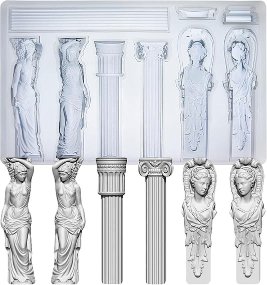 Art Mold for Polyclay Air Dry Clay Plaster, Decorative Column and Sculpture Statue