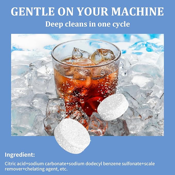 Ice Machine Cleaner 24 Pack Ice Maker Cleaner Tablets, Efficient Cleaning Tablets, Compatible With Various Brands of Ice Machines, Remove Hard Water Buildup