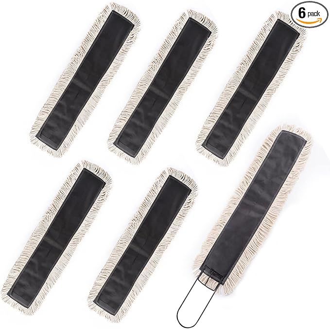 Matthew Cleaning 36'' High Strength Disposable Dust Mop Cotton Cut-end Yarn Mop Replacement Heads for Residential & Commercial Fit Standard Dust Mop Frames, Hardwood, Laminate, Concrete Floors 6Pack