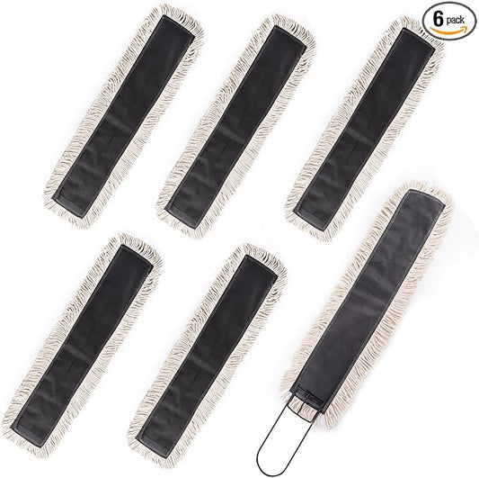 Matthew Cleaning 36'' High Strength Disposable Dust Mop Cotton Cut-end Yarn Mop Replacement Heads for Residential & Commercial Fit Standard Dust Mop Frames, Hardwood, Laminate, Concrete Floors 6Pack